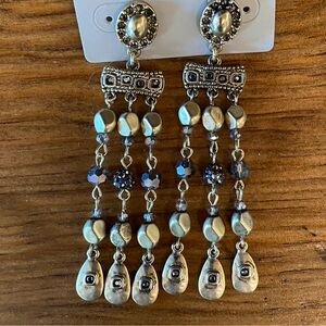 Chico’s Long Chandelier Brass Tone Earrings.